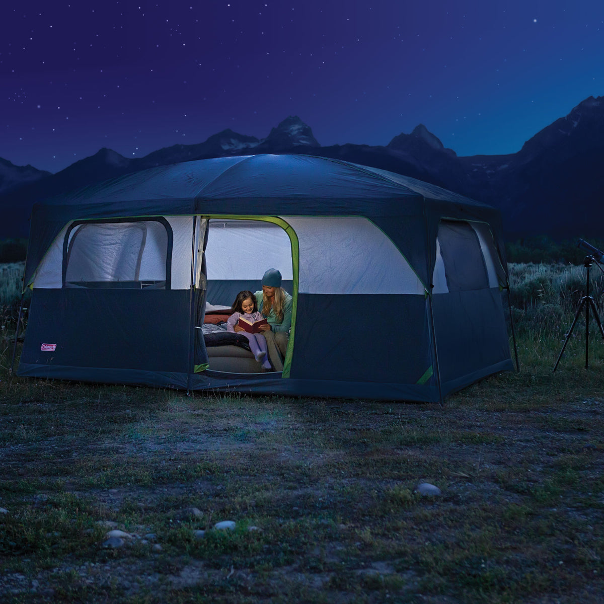 Coleman 9-Person Prairie Breeze Lighted Cabin Camping Tent