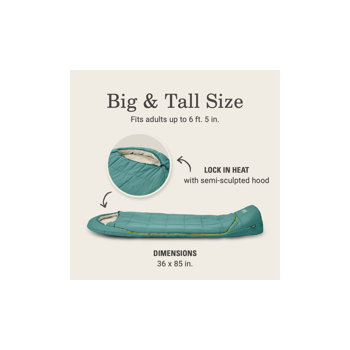 Coleman Big Bay 5°C Big & Tall Contour Sleeping Bag (40°F)